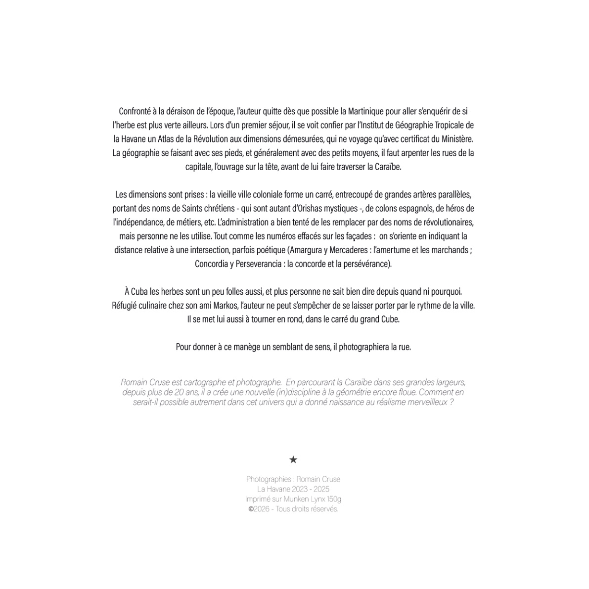 Cuba, le livre — page de l'ouvrage, Romain Cruse