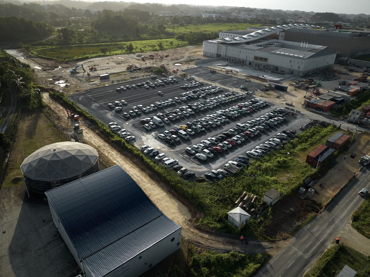 Chantier routier vu par drone — photographie Romain Cruse